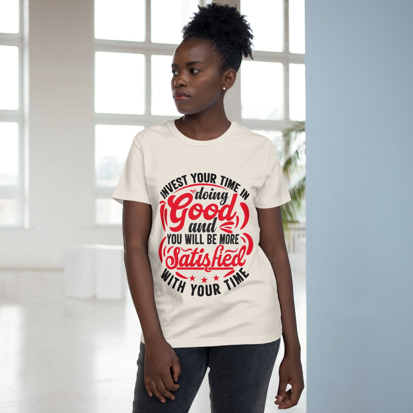 Inspirational Women's Maple Tee – Invest Your Time in Doing Good