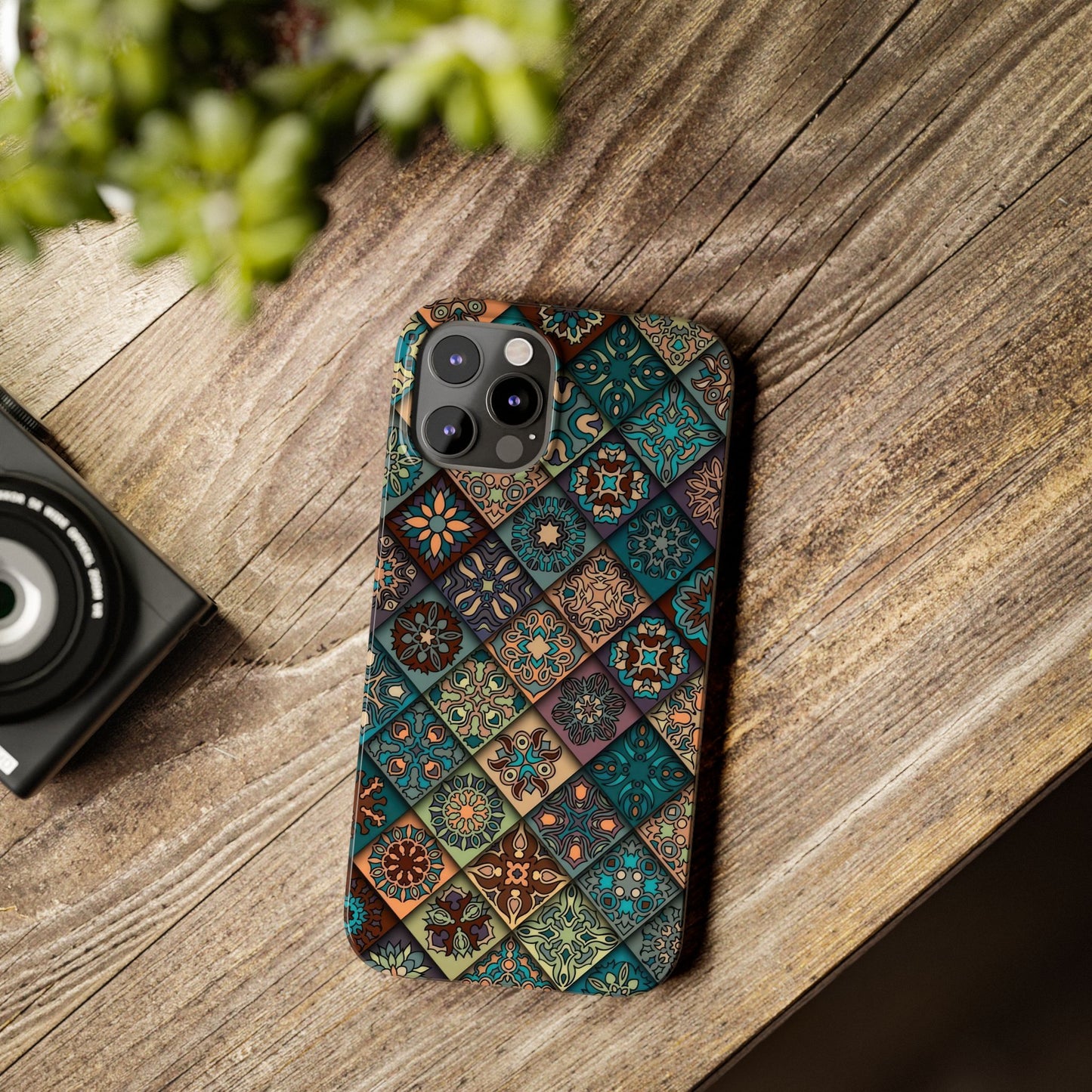 Aztec Geometric Slim Cases, Boho Blue