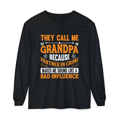 Grandpa Partner in Crime Long Sleeve T-Shirt, Funny Gift for Grandpa