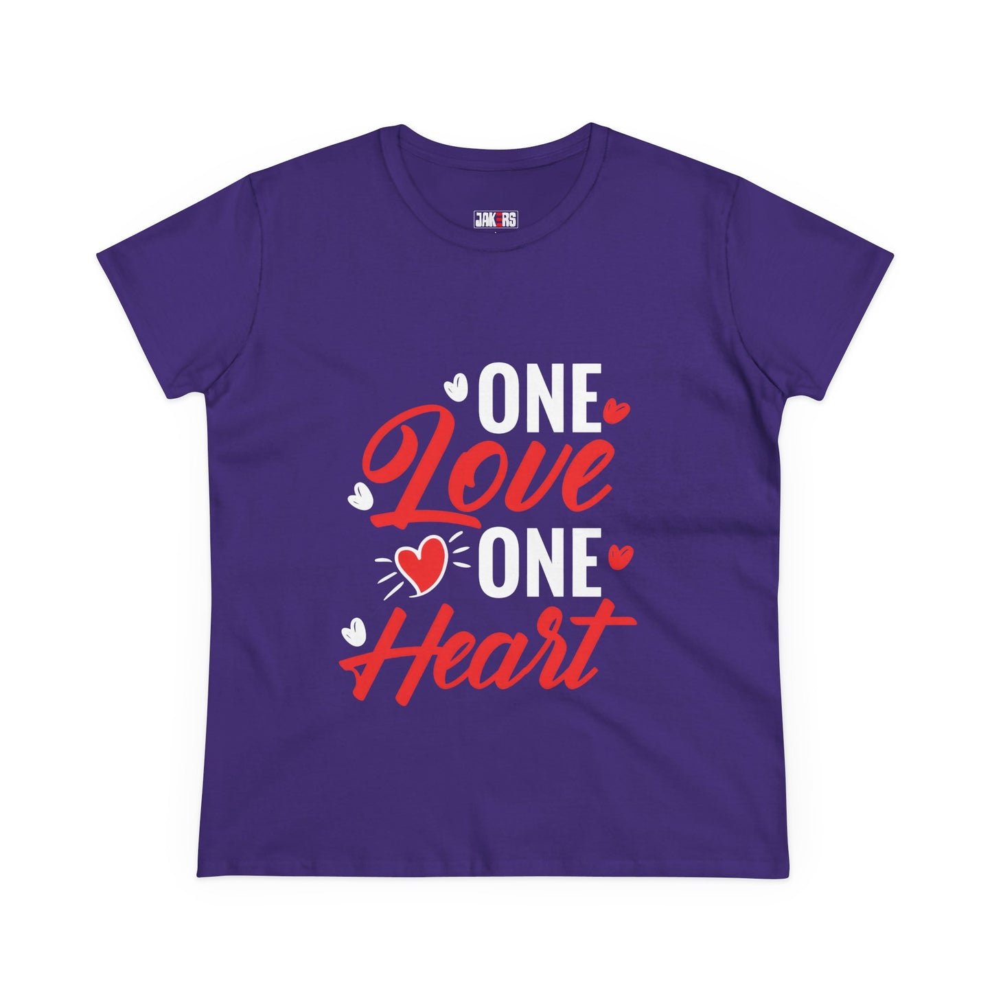 One Love One Heart Women's Midweight Cotton Tee - Cute, Casual Valentine's Apparel
