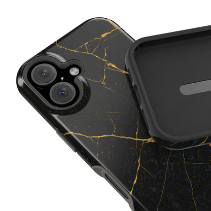 Black Marble with Gold Veins Impact-Resistant iPhone