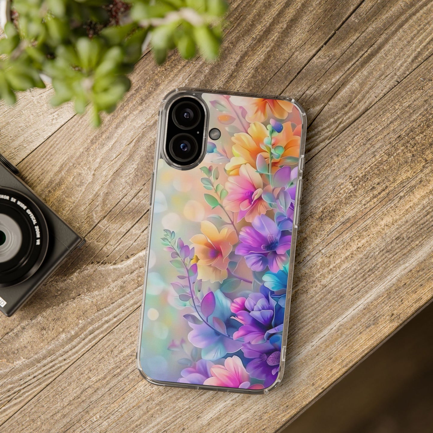 Floral Clear Phone Case -  Colorful Spring Design