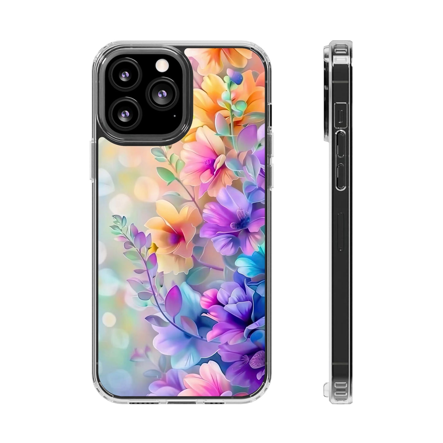 Floral Clear Phone Case -  Colorful Spring Design