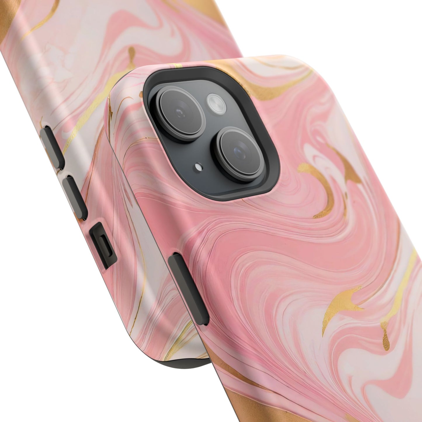 Stylish Magnetic Phone Case, Pink Marble Protective Cover