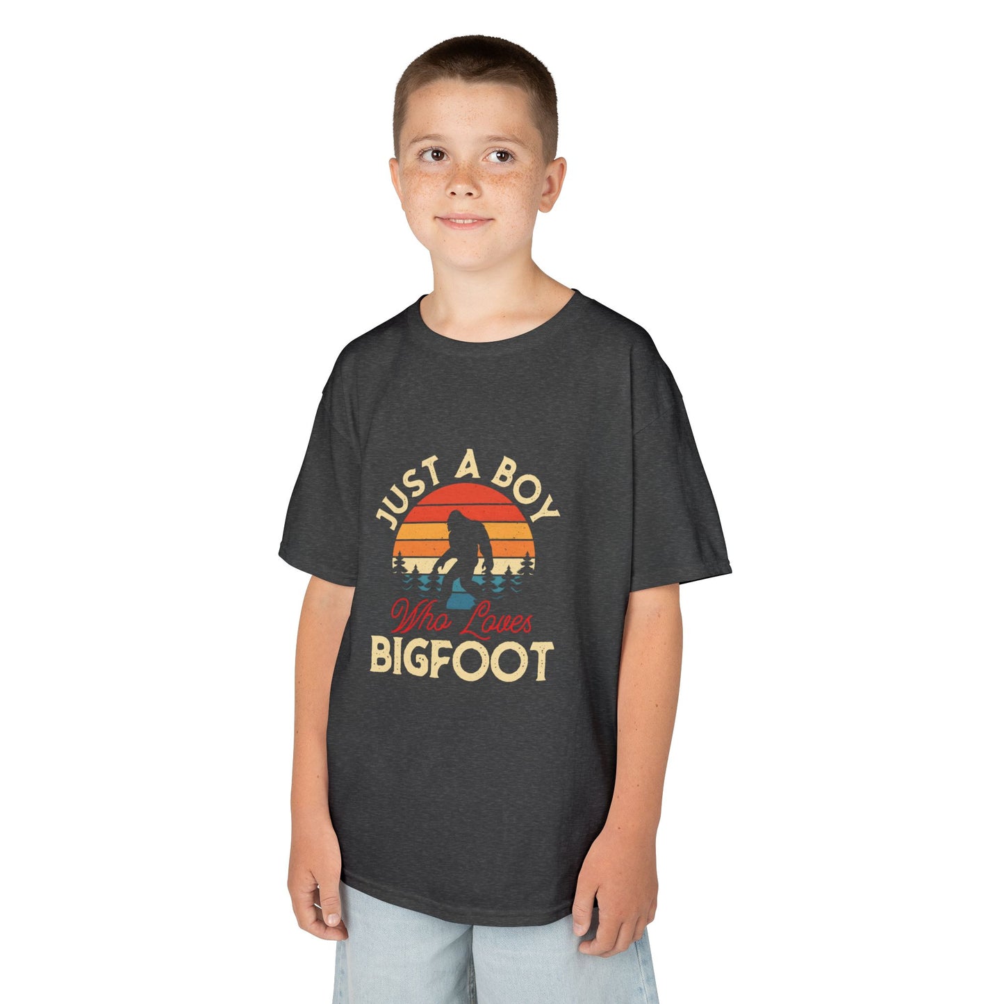 Kids Bigfoot Lover Tee - Just a Boy Who Loves Adventure