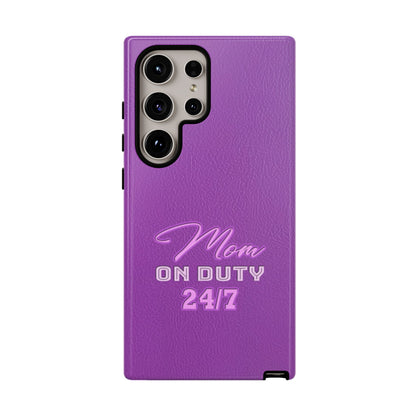 Mom On Duty Impact-Resistant Case, Purple Case for Mothers