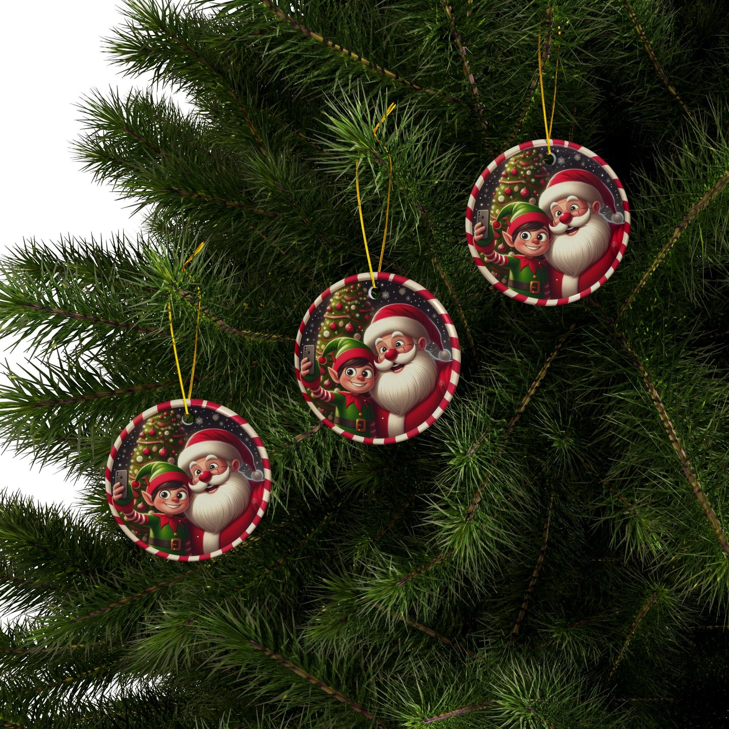 Merry Clickmas! Christmas Ceramic Ornaments, 2-Side Print, (1pc, 3pcs, 5pcs, 10pcs)