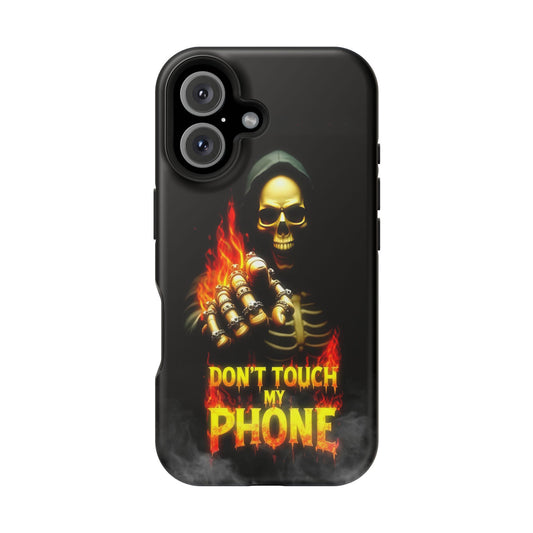Skull Design Impact-Resistant iPhone Case, Don't Touch My Phone