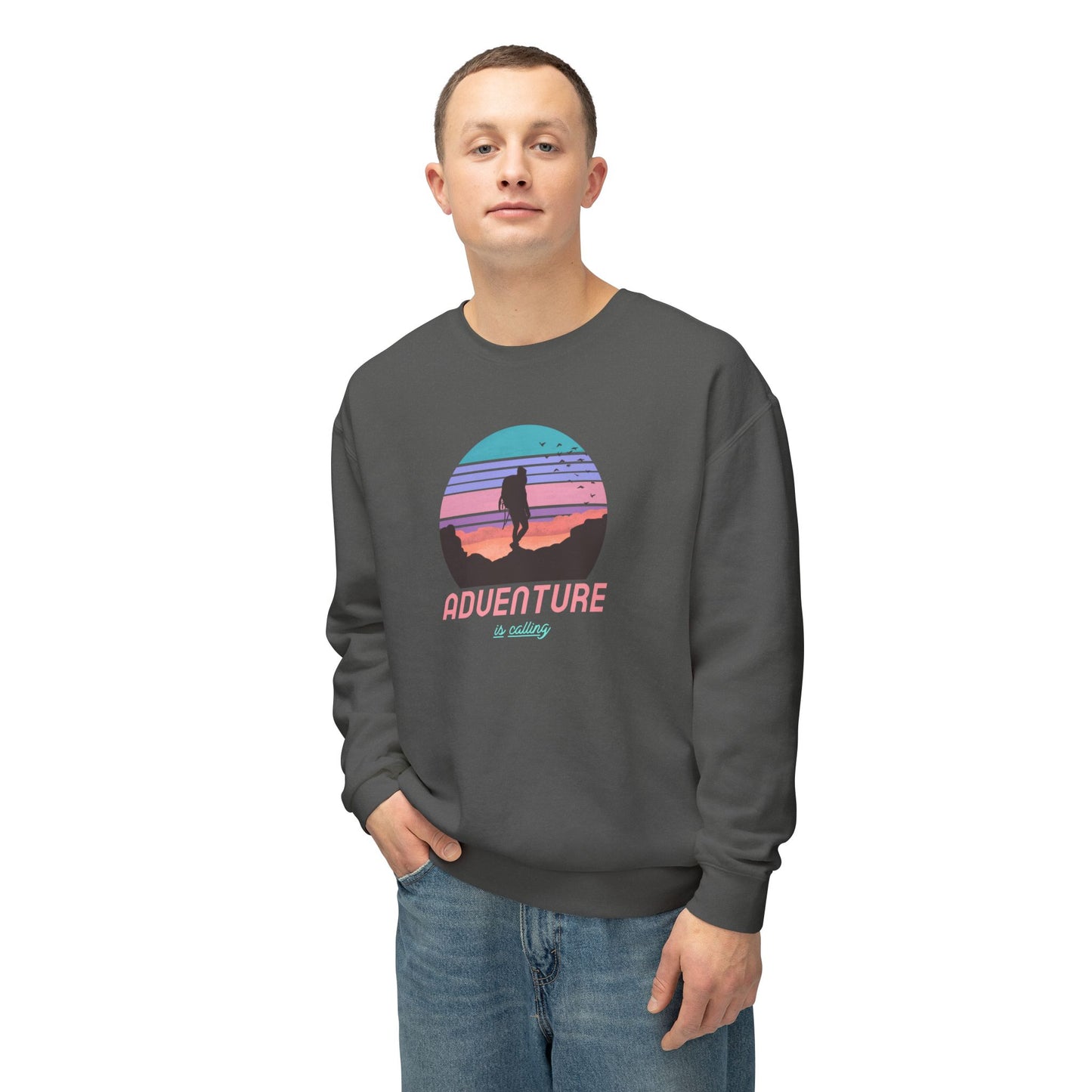 Adventure Is Calling Unisex Lightweight Crewneck Sweatshirt