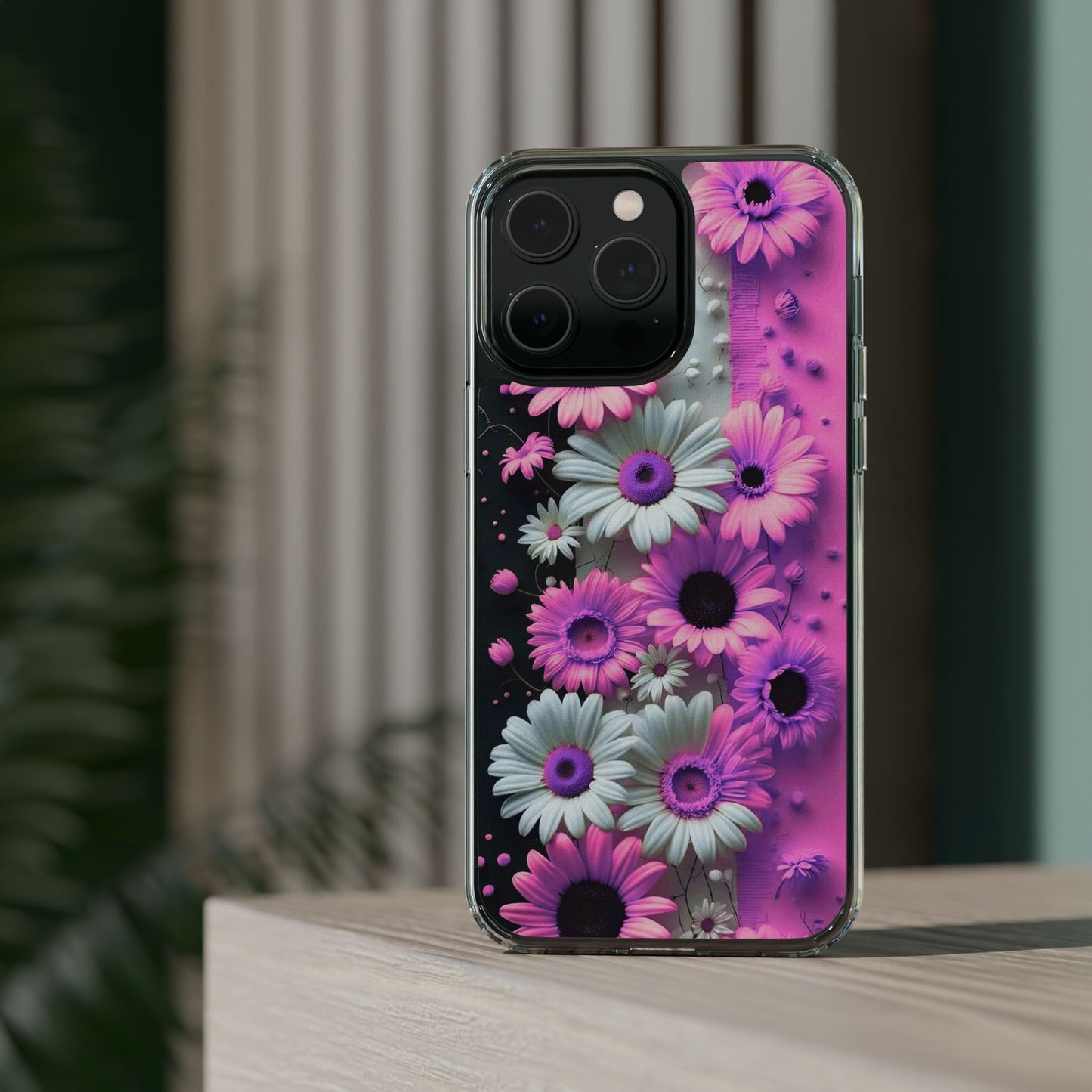 Floral Clear Phone Case – Pink Flower Design