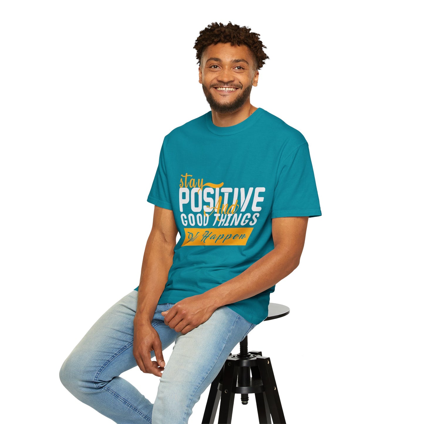 Stay Positive T-Shirt - Unisex Garment-Dyed Tee for Motivational Style