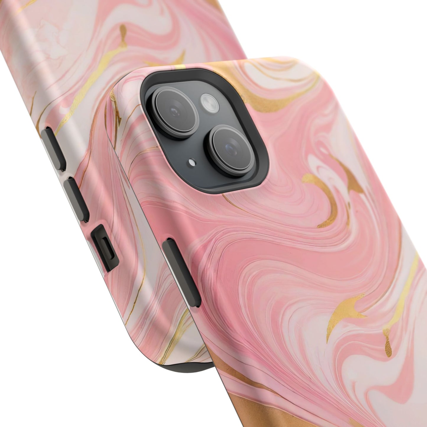 Stylish Magnetic Phone Case, Pink Marble Protective Cover