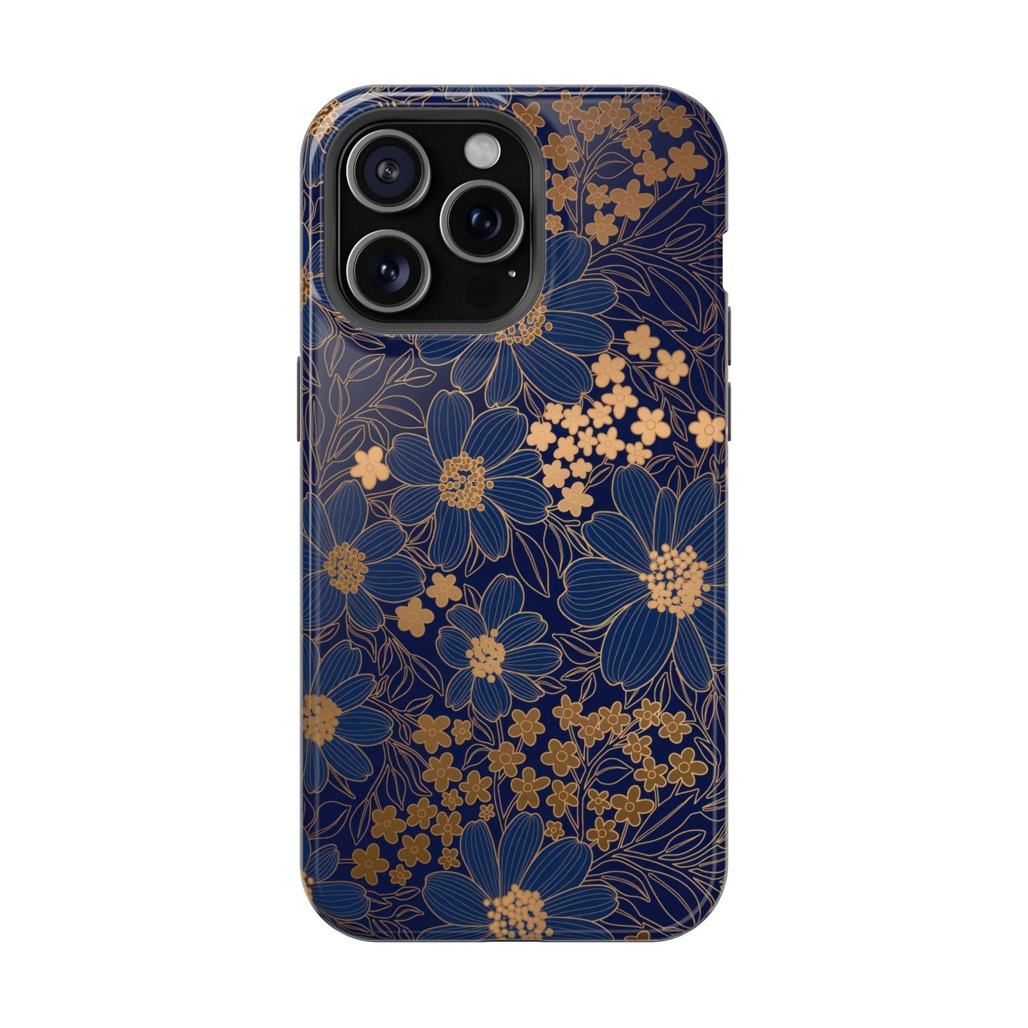 Luxury Serial Magnetic Phone Case, Golden Floral