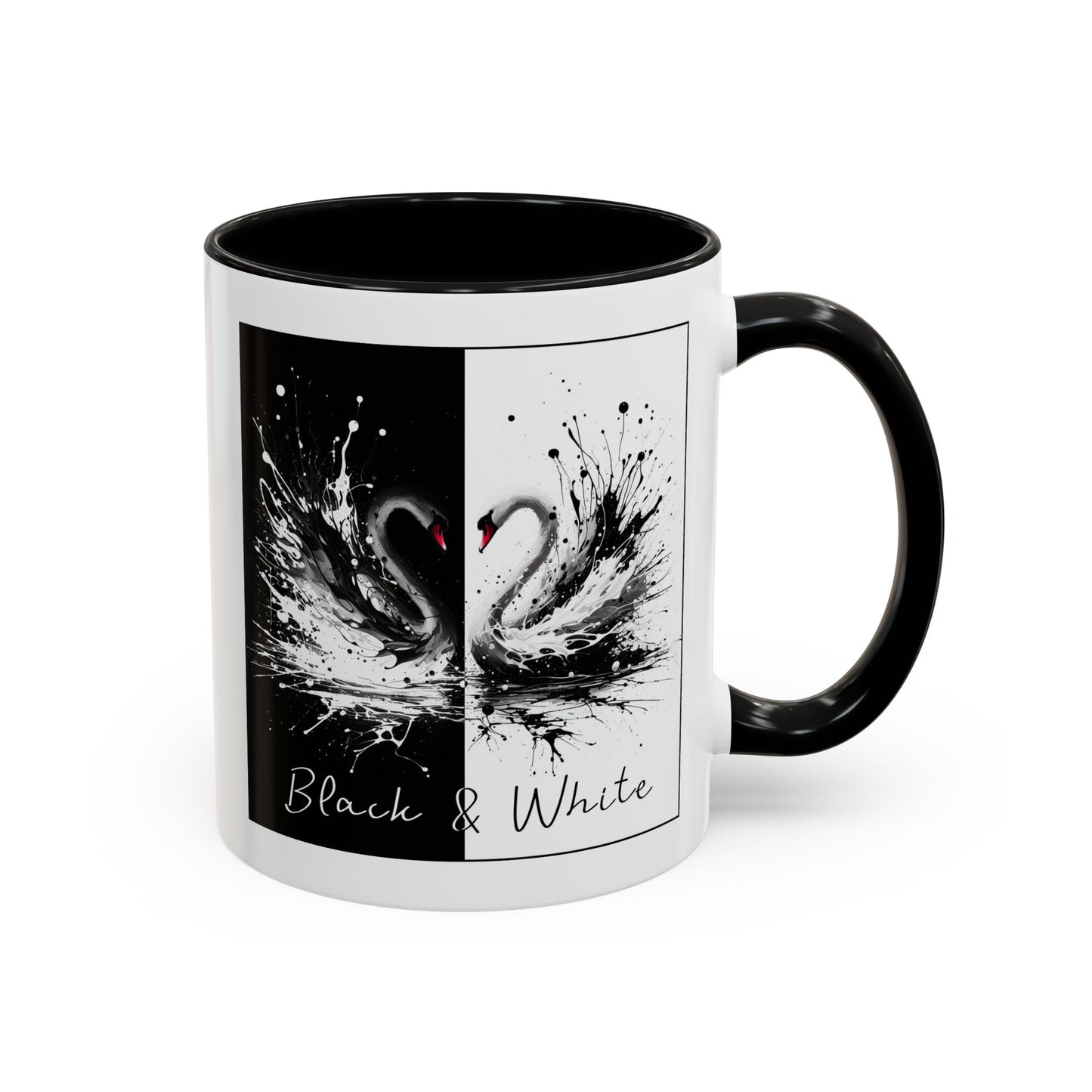 Black & White Swans Accent Coffee Mug (11, 15oz)