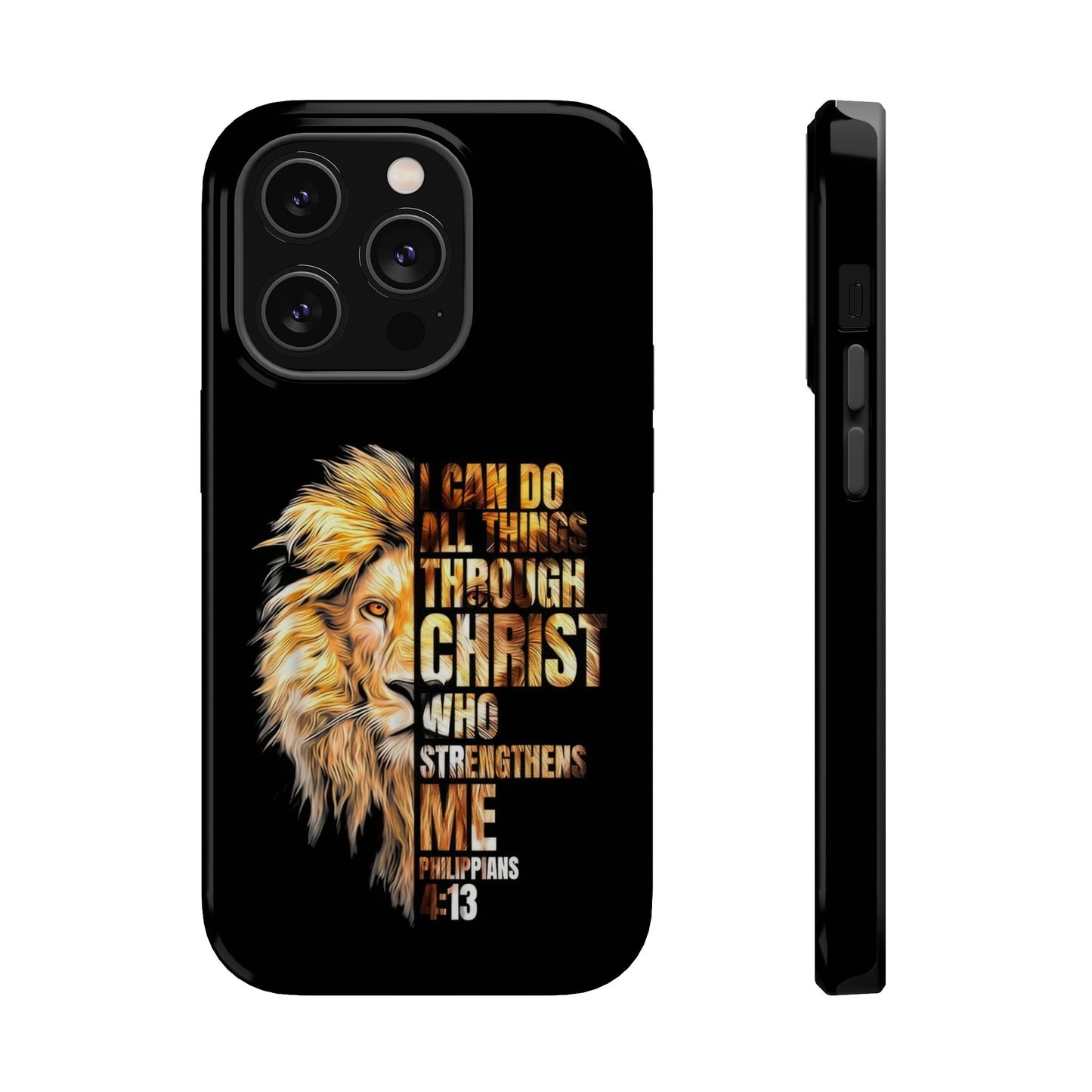 Inspirational Lion Magnetic iPhone Case, Strength & Faith, Christian Accessories