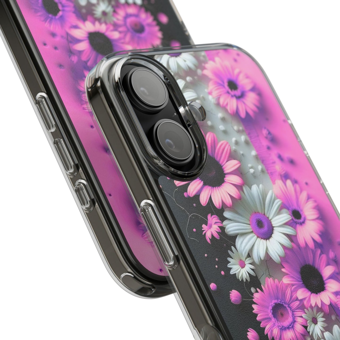 Floral Clear Phone Case – Pink Flower Design