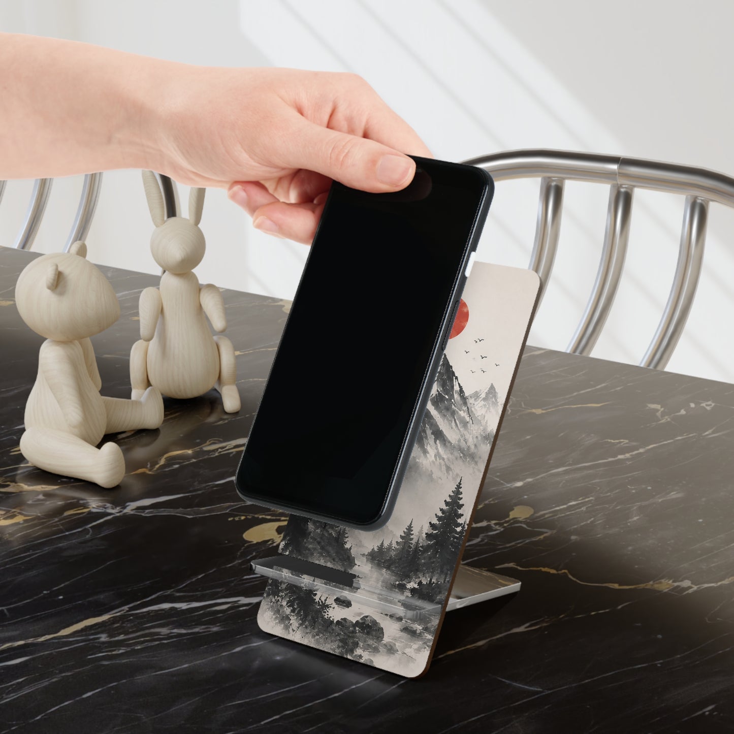 Red Sun Mountain Landscape Mobile Phone Stand