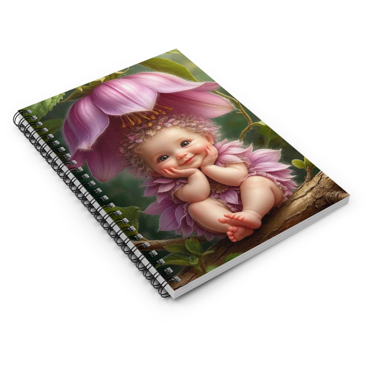 Whimsical Floral Fairy Spiral Notebook - Ruled Line Journal