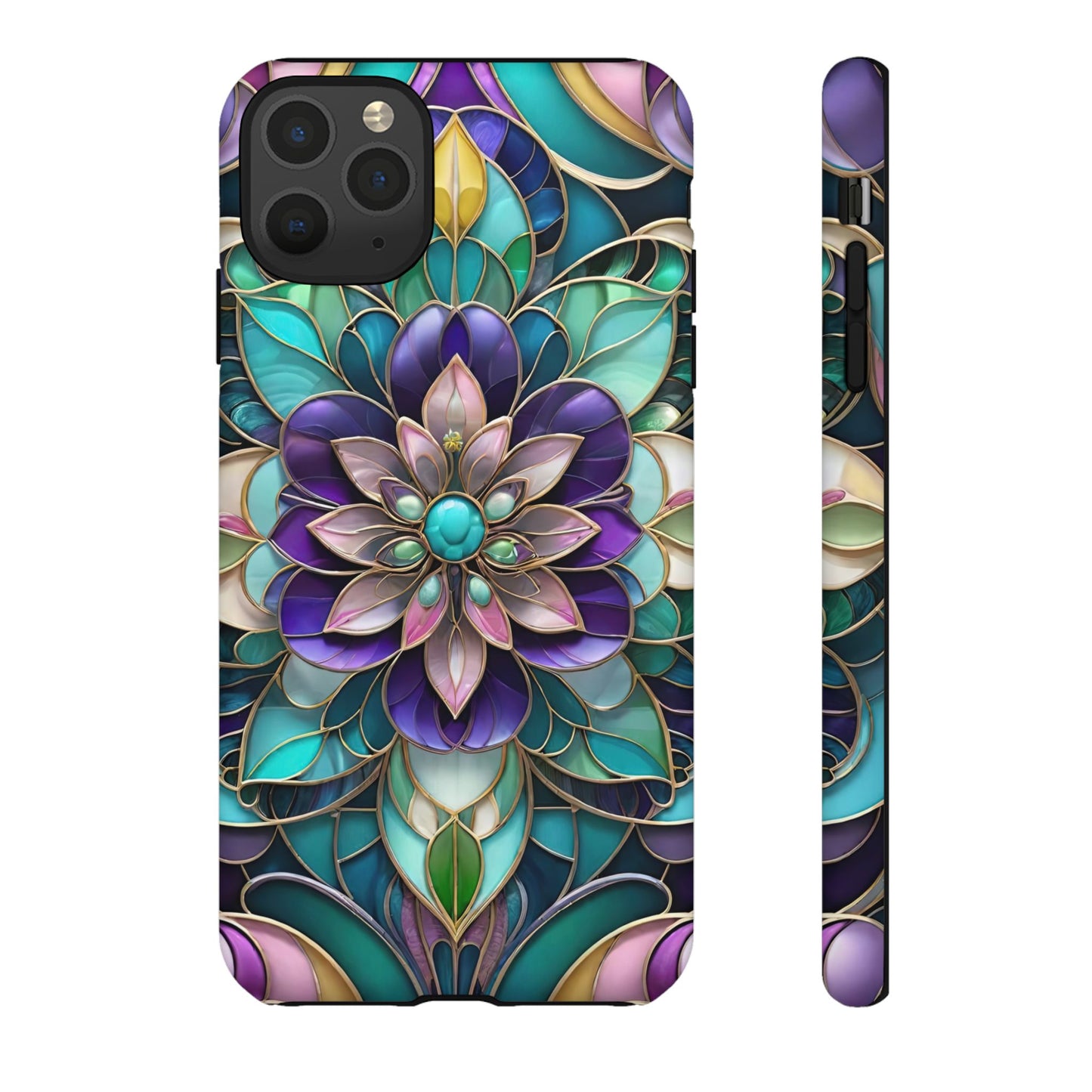 Floral Stained Glass Tough Phone Case -Stylish Protection for Your Device