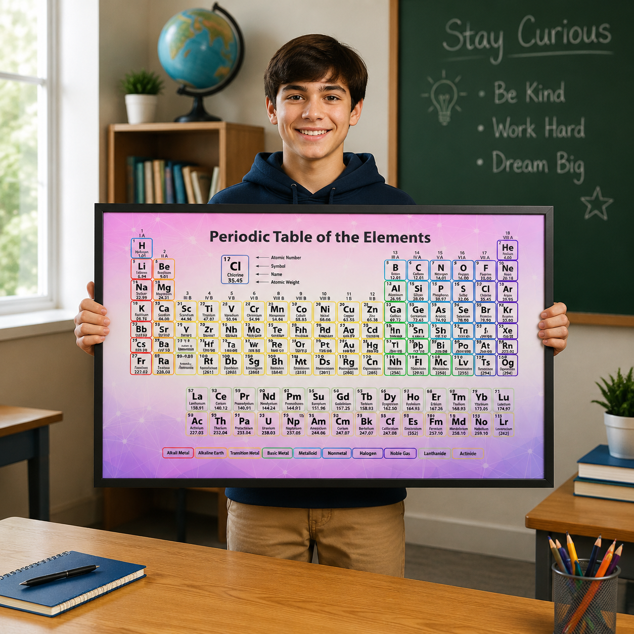 Periodic Table Poster — Colorful Educational Chemistry Wall Art