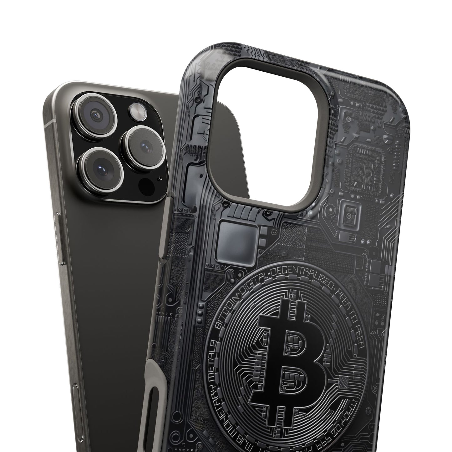 Black Bitcoin Magnetic iPhone Cases - Ideal for Tech Enthusiasts