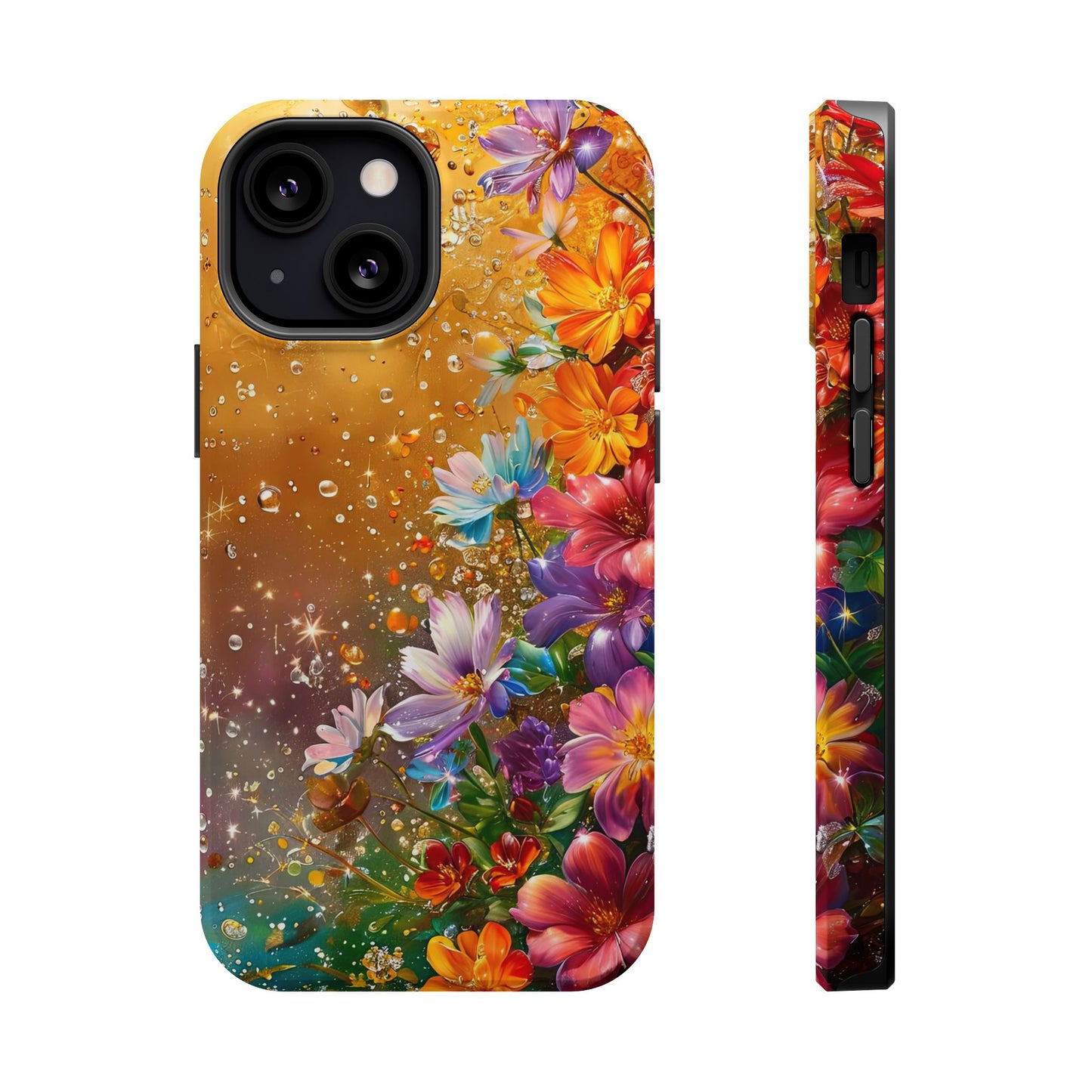 Vibrant Floral Magnetic Phone Case, Artistic Phone Cover
