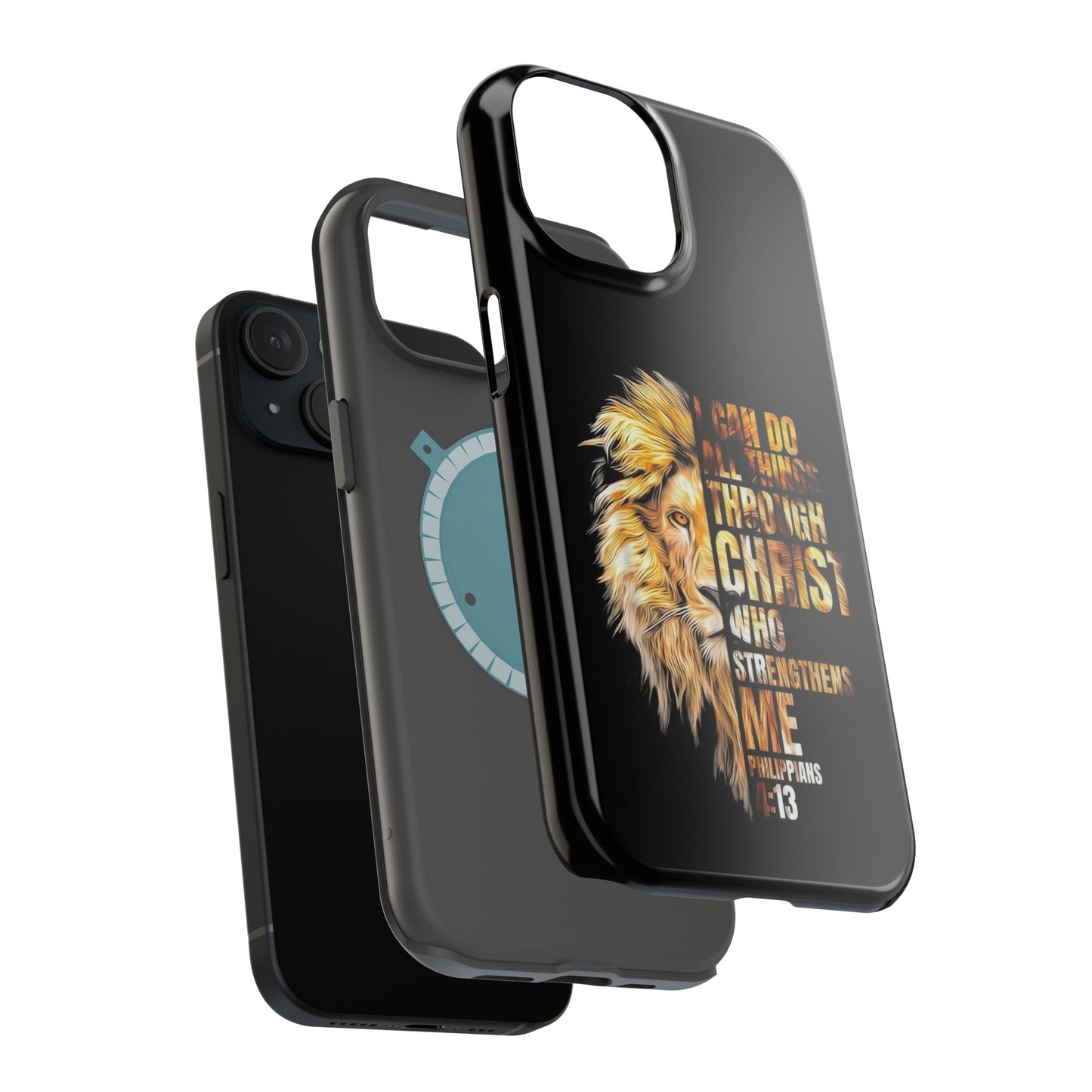 Inspirational Lion Magnetic iPhone Case, Strength & Faith, Christian Accessories