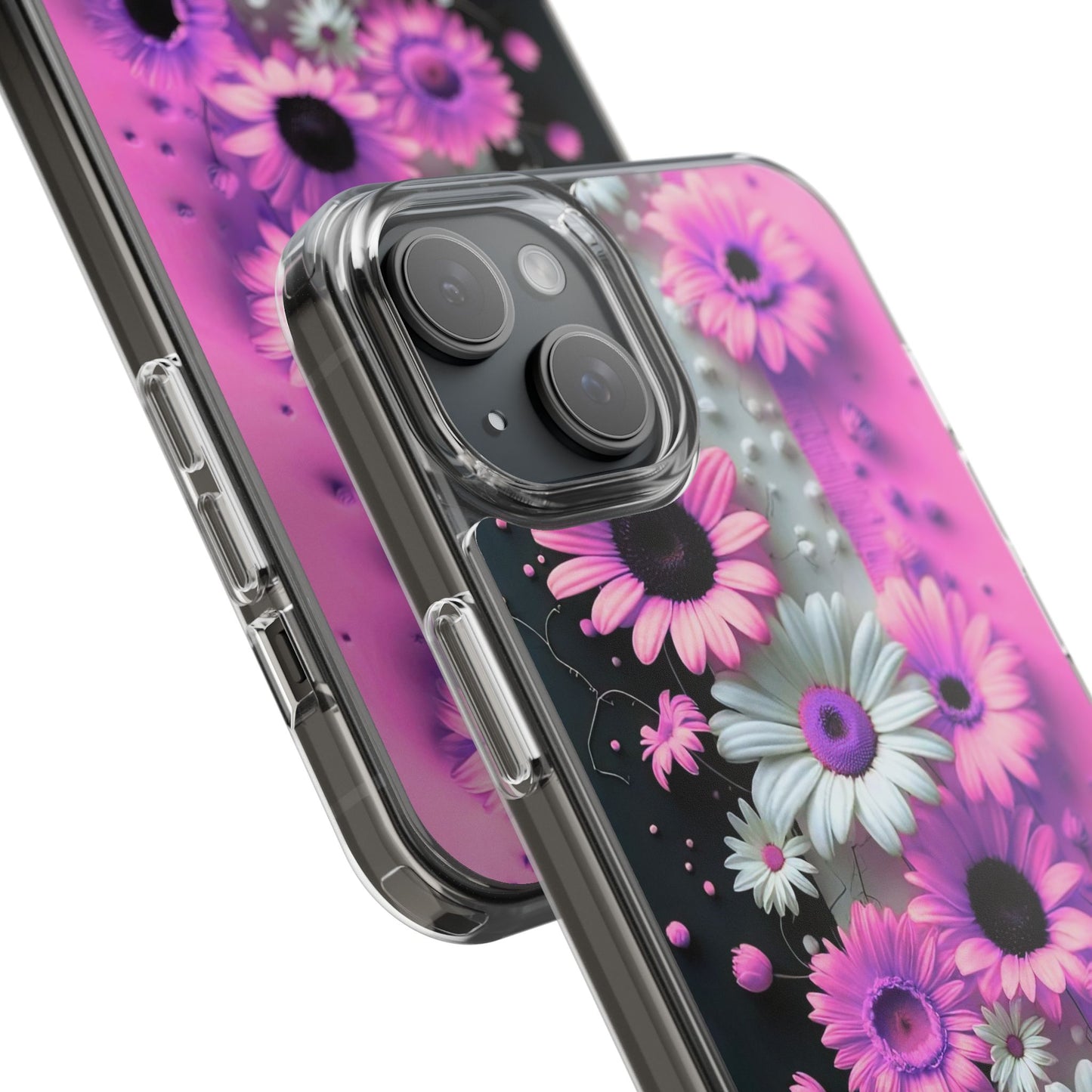 Floral Clear Phone Case – Pink Flower Design