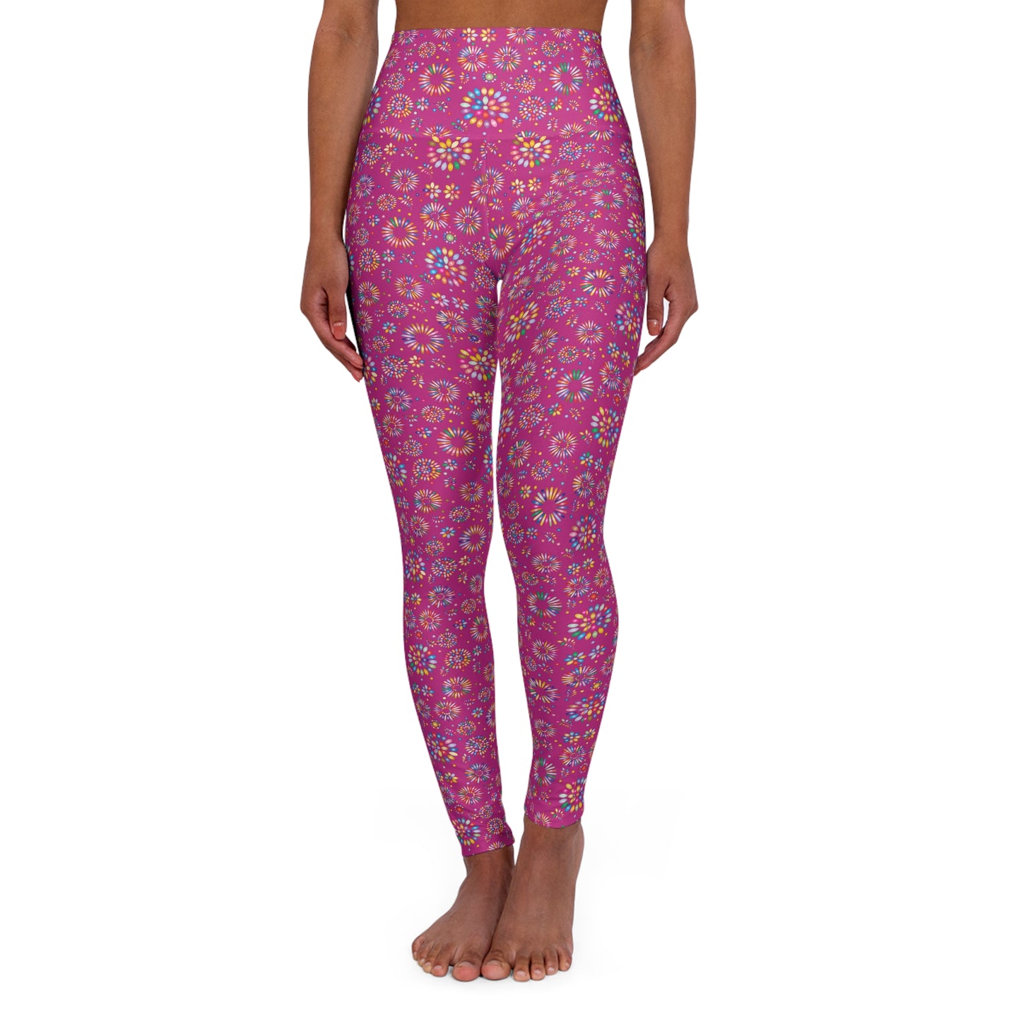 Vibrant Vibes High Waisted Yoga Leggings (AOP) / Pink