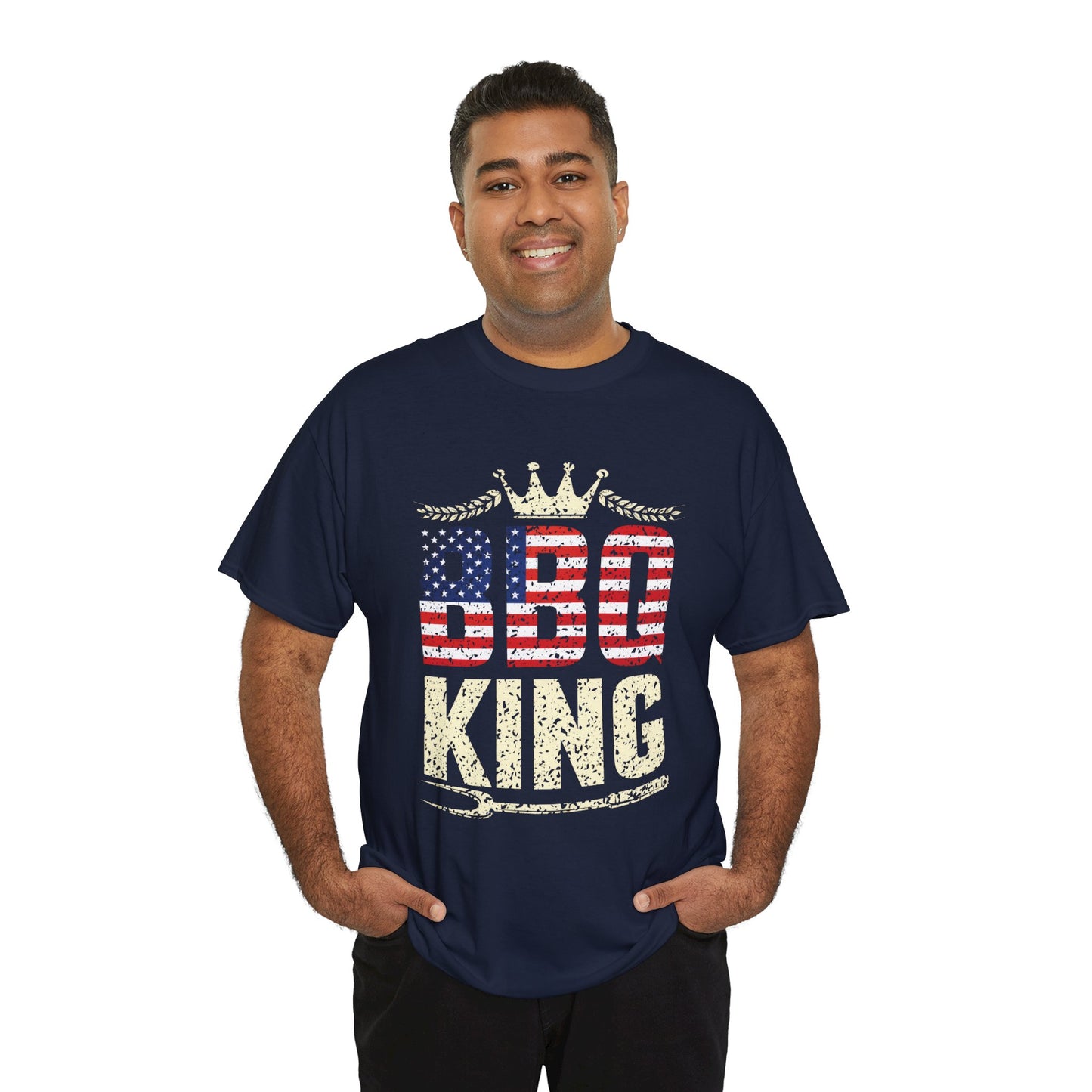 BBQ King Unisex Heavy Cotton Tee - Patriotic Grilling Shirt for Summer Celebrations