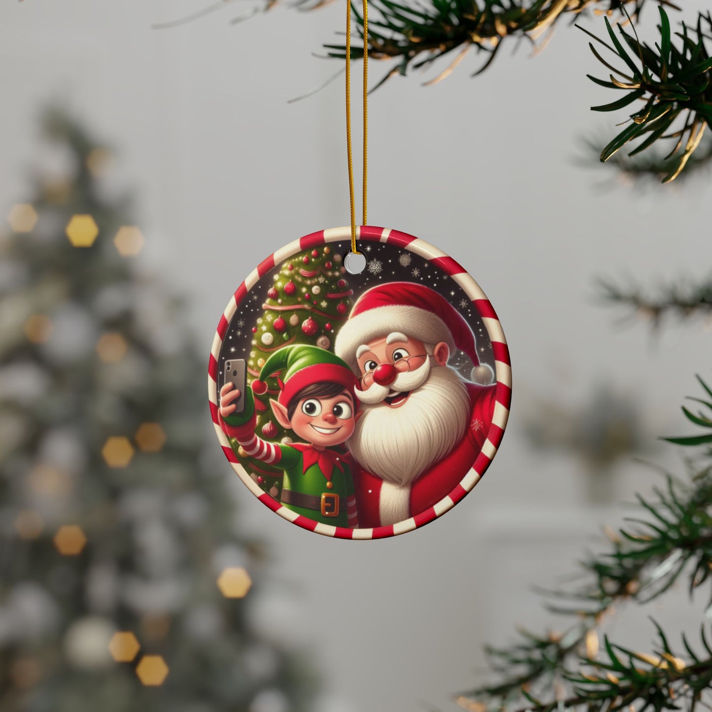 Merry Clickmas! Christmas Ceramic Ornaments, 2-Side Print, (1pc, 3pcs, 5pcs, 10pcs)