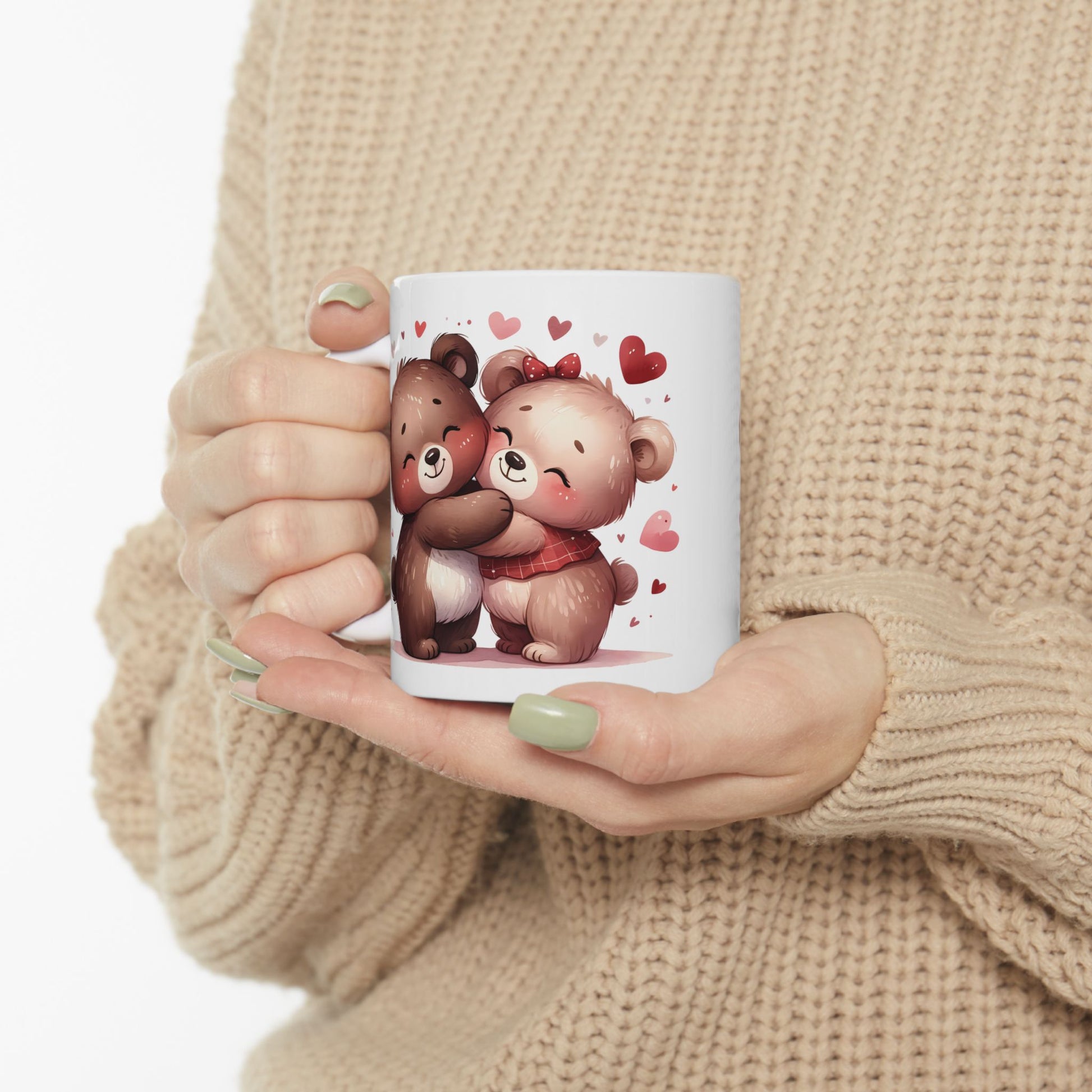 Cute Bear Love Ceramic Mug - Adorable 11oz & 15oz Heart Design