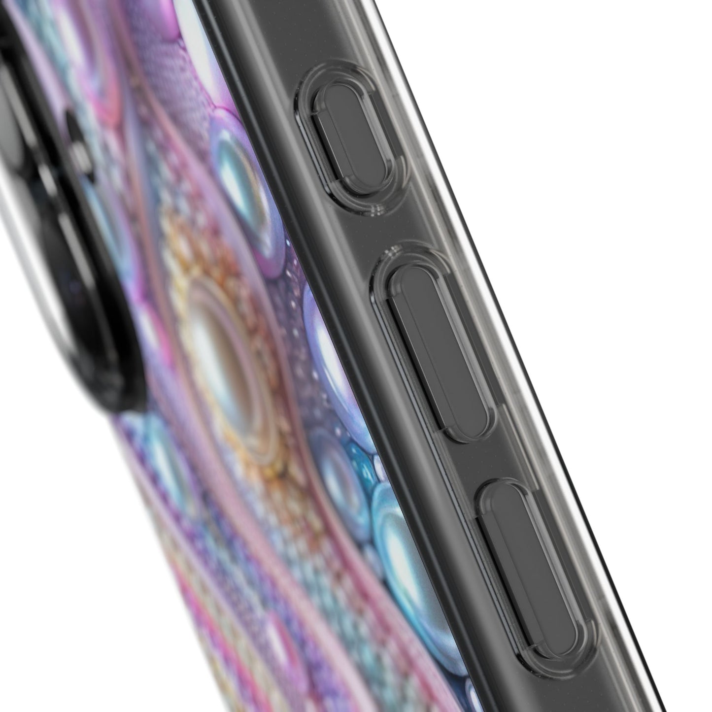 Colorful Pearl Wave Clear Phone Case, Elegant iPhone Cover