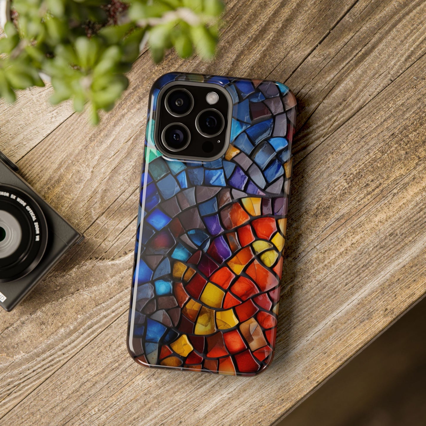 Stained Glass Impact-Resistant Phone Case, Colorful Phone Cover