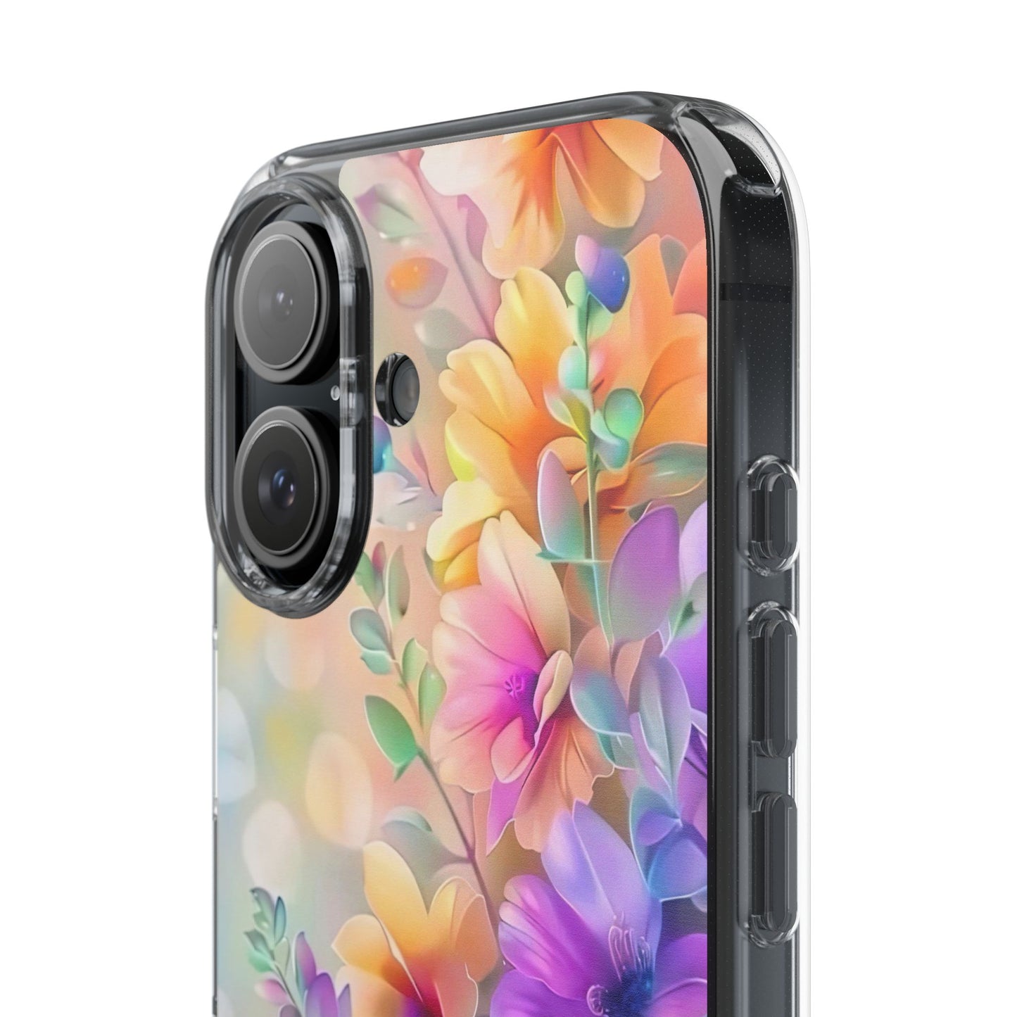 Floral Clear Phone Case -  Colorful Spring Design