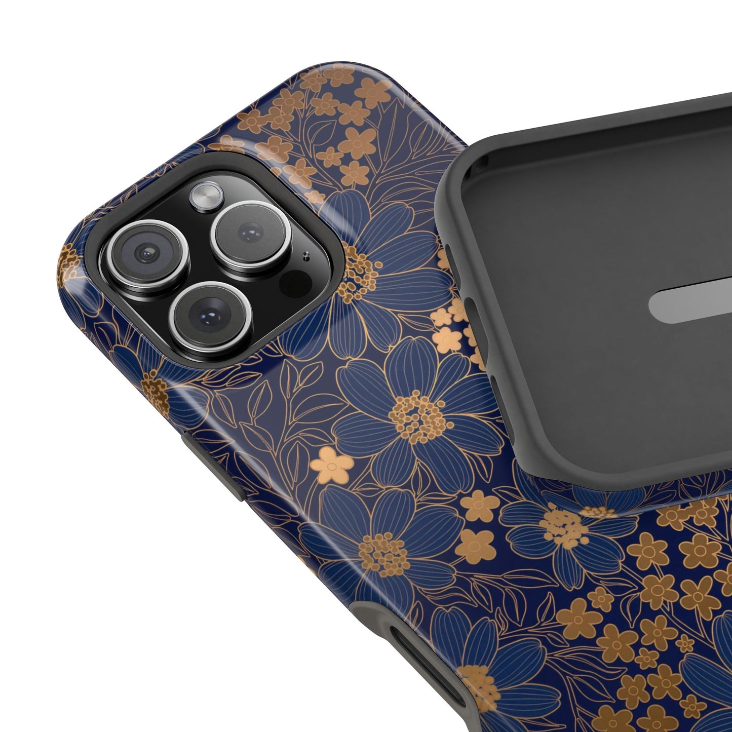 Luxury Serial Magnetic Phone Case, Golden Floral