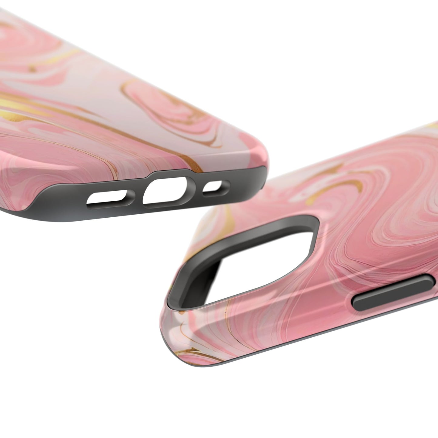 Stylish Magnetic Phone Case, Pink Marble Protective Cover