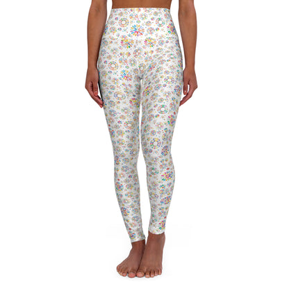 Vibrant Vibes High Waisted Yoga Leggings / White