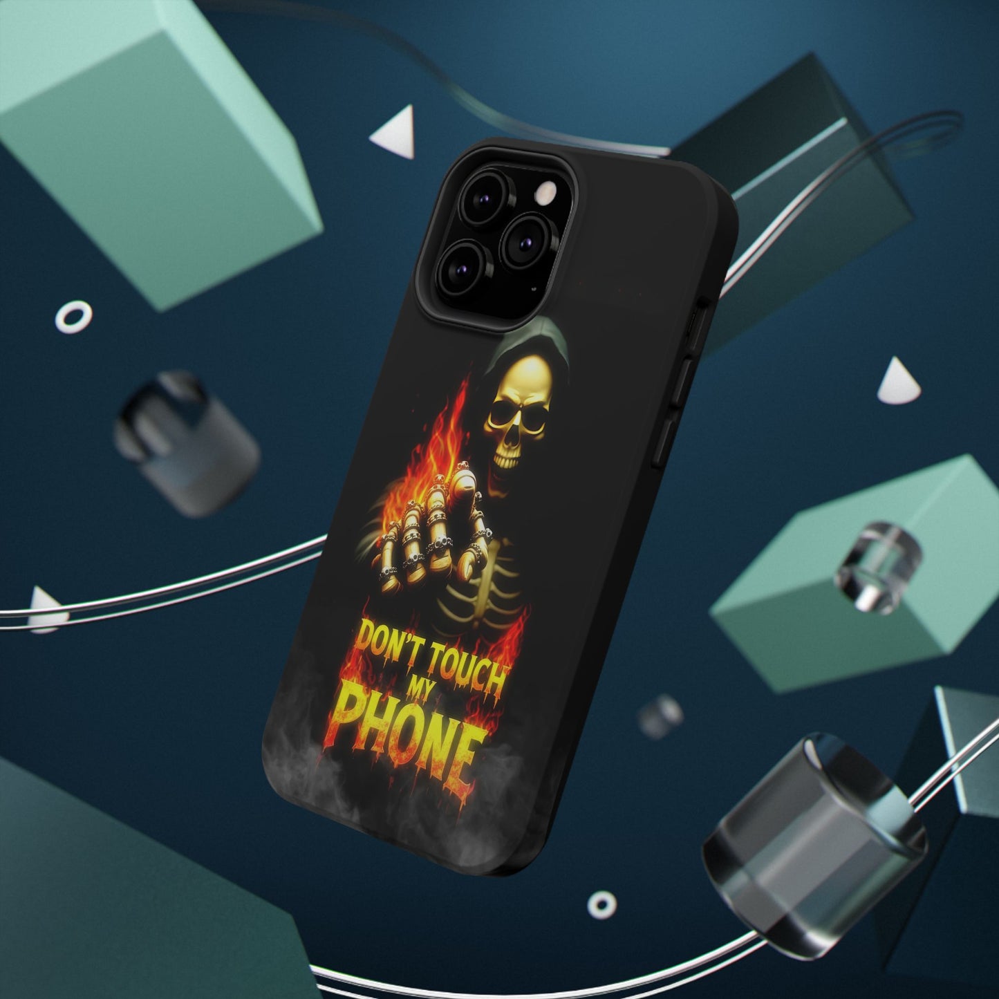 Skull Design Impact-Resistant iPhone Case, Don't Touch My Phone