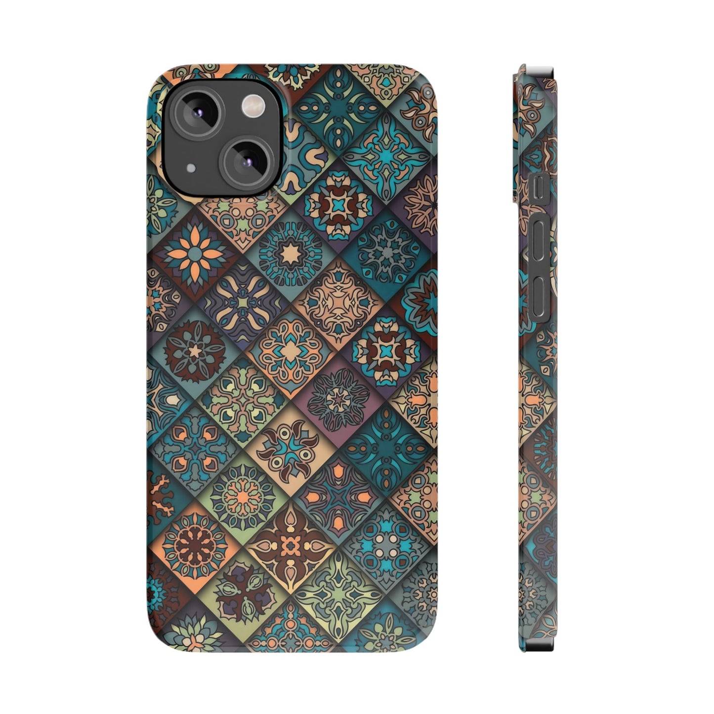 Aztec Geometric Slim Cases, Boho Blue