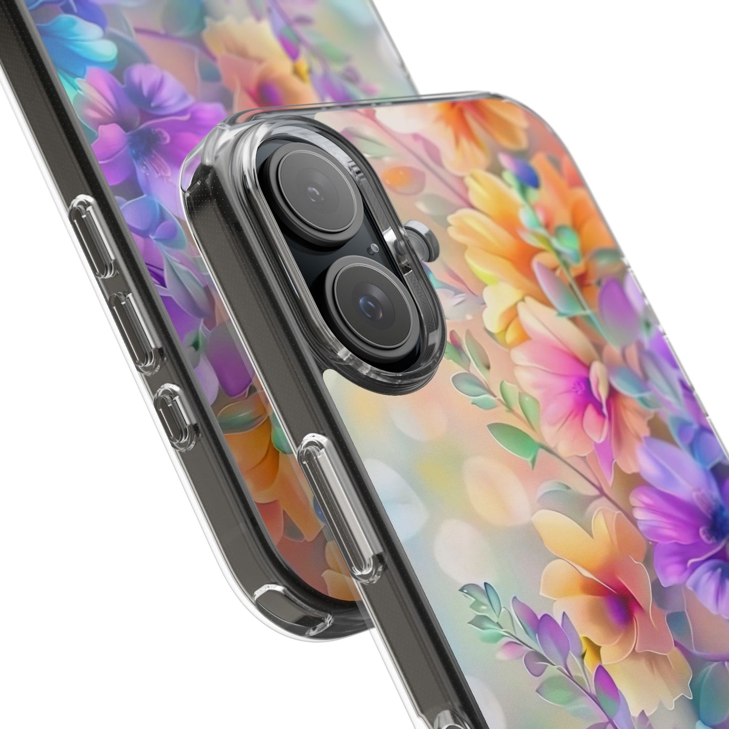 Floral Clear Phone Case -  Colorful Spring Design