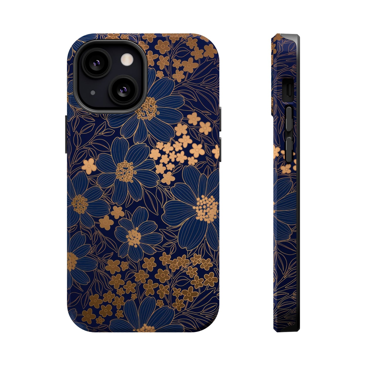 Luxury Serial Magnetic Phone Case, Golden Floral