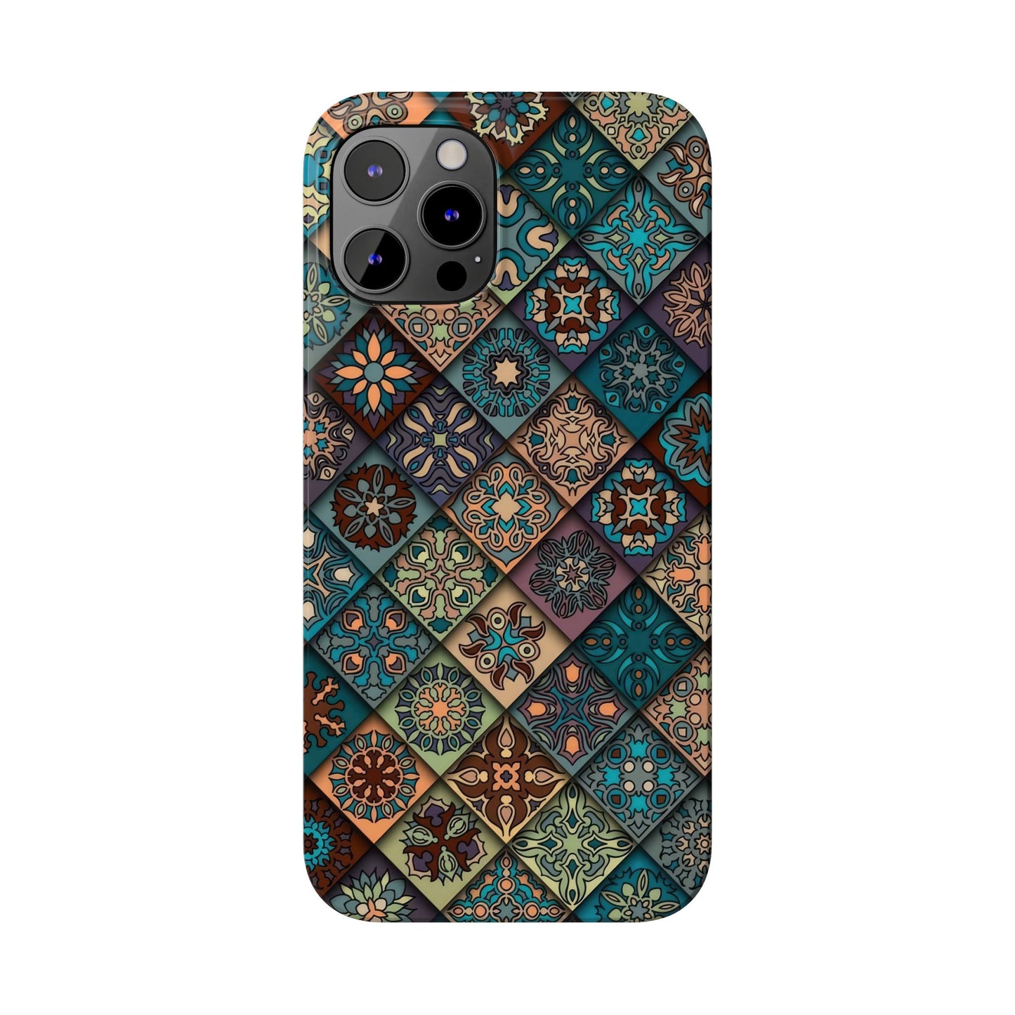 Aztec Geometric Slim Cases, Boho Blue