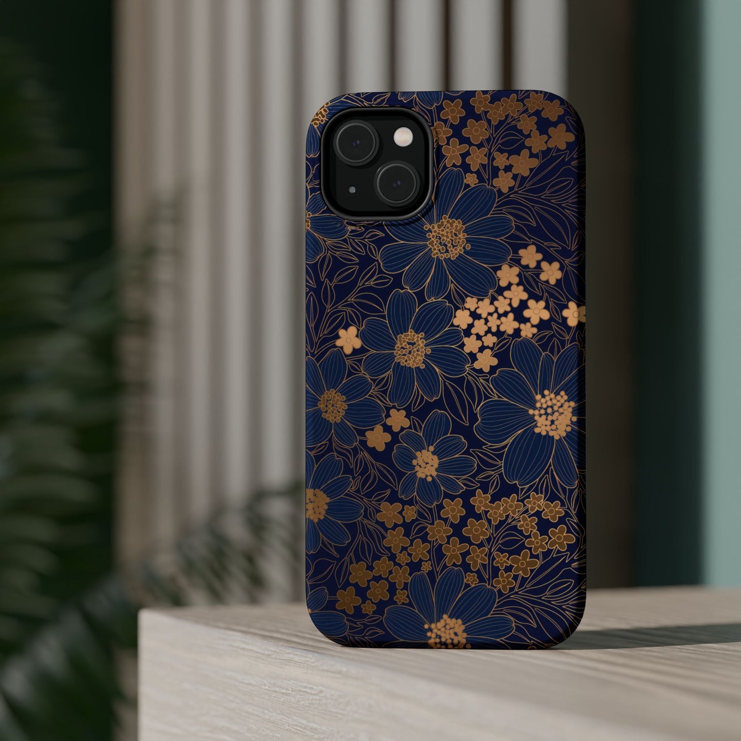 Luxury Serial Magnetic Phone Case, Golden Floral