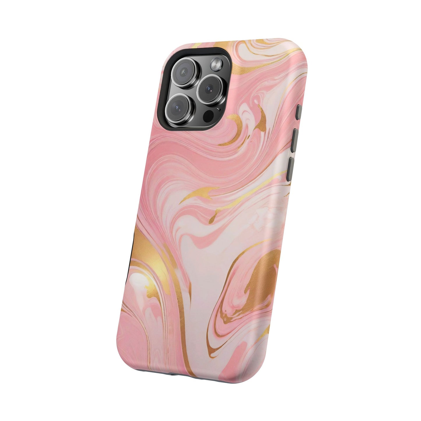 Stylish Magnetic Phone Case, Pink Marble Protective Cover