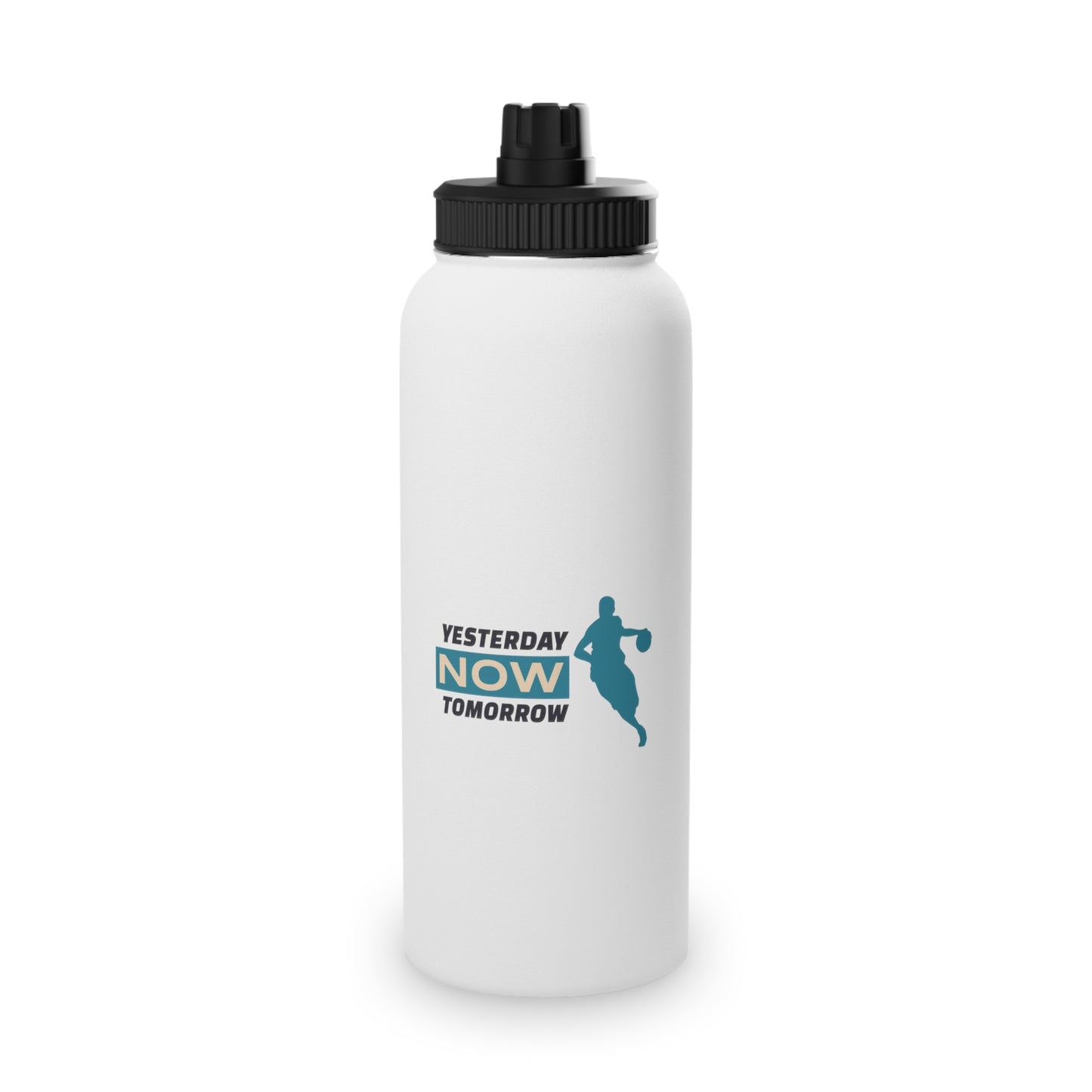 Yesterday Now Tomorrow Stainless Steel Water Bottle, Sports Lid