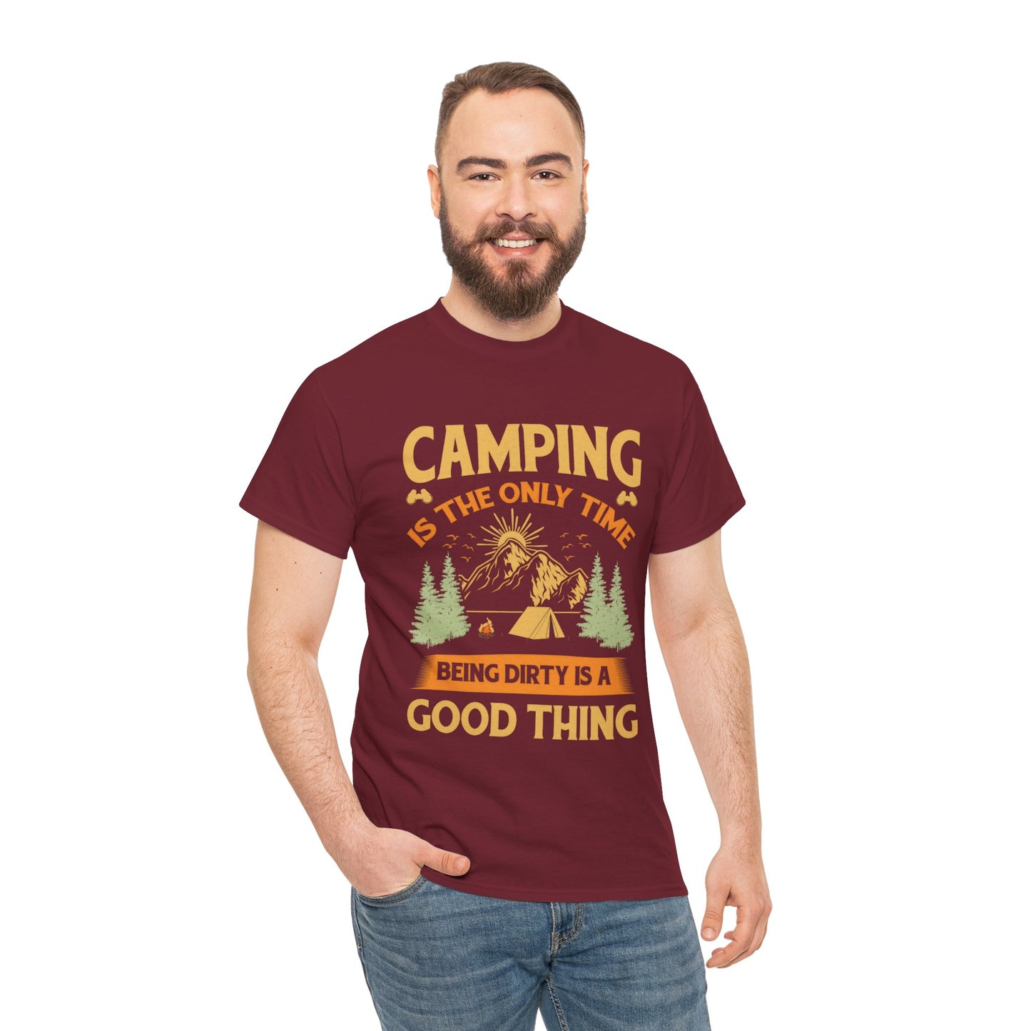 Camping Vibes Unisex Heavy Cotton Tee - "Being Dirty is a Good Thing"