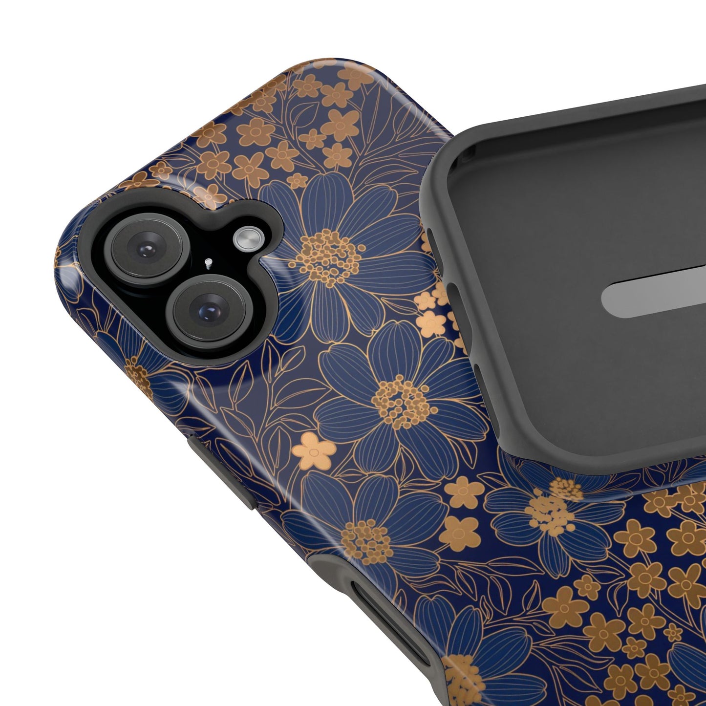 Luxury Serial Magnetic Phone Case, Golden Floral