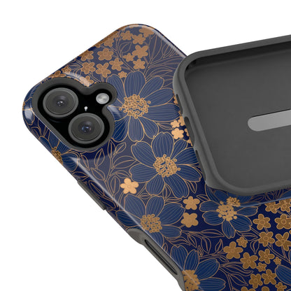 Luxury Serial Magnetic Phone Case, Golden Floral