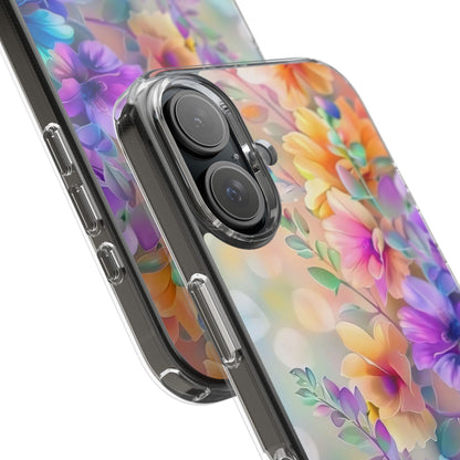 Floral Clear Phone Case -  Colorful Spring Design